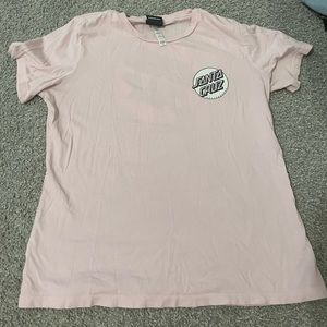 light pink santa cruz skateboards tee shirt